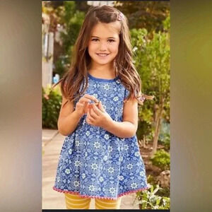 Girls Matilda Jane Simply Symmetry Tunic Size 4 Blue/White/Pink NEW WITH TAGS